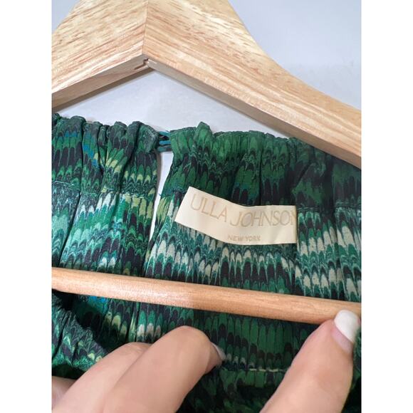 NEW Ulla Johnson Marjorie Layered High Neck Ruffle Sleeve Top Green Peacock - Picture 5 of 7